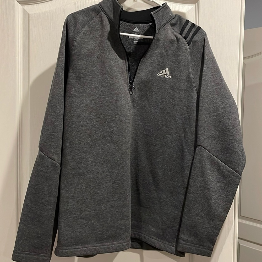 Adidas Men’s Sweatshirt 3/4 Zip-up, Size M, Dark gray.